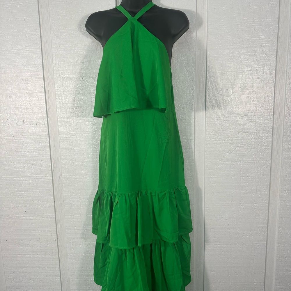 Misa Hylton for INC Green High Neck Spaghetti Strap Tiered Dress Size Small NWOT - Picture 3 of 10